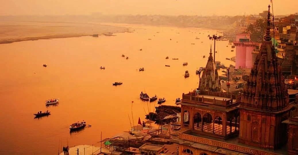 Sunlit archway in Varanasi